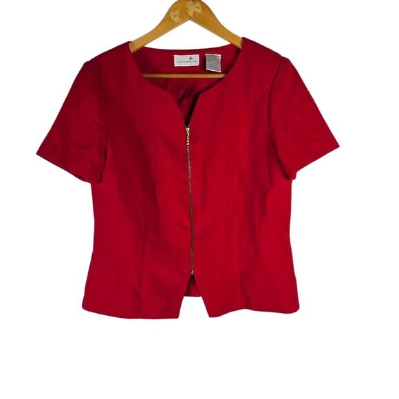 Lands' End Women's Red Short Sleeve Blouse - Picture 1 of 5
